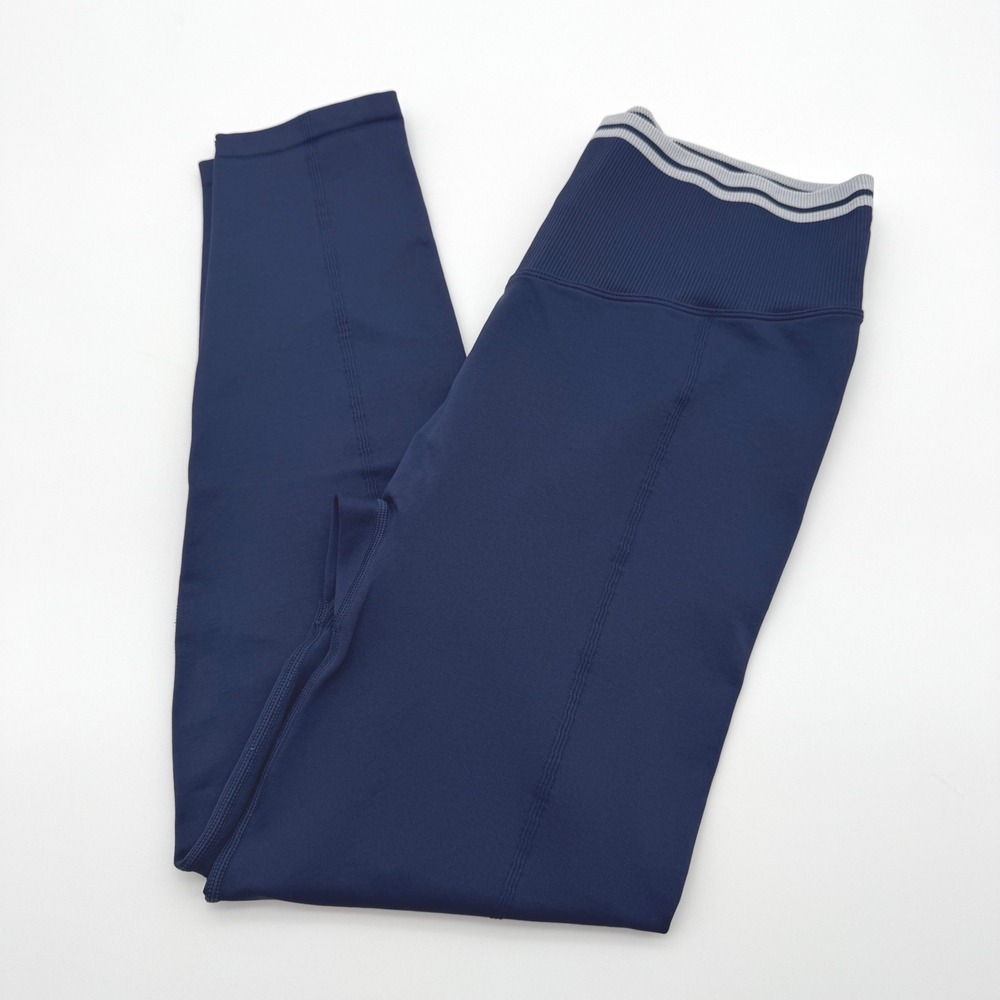 PINK Victoria's Secret Seamless High Waist Leggings Blue Striped Waistband L